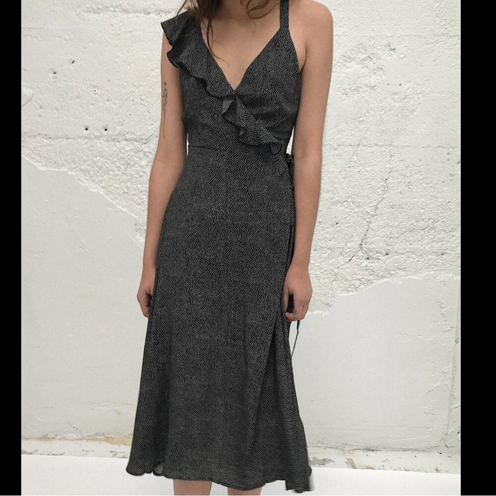 Rollas Ruffle Diana Wrap Midi Dress Polka Dot